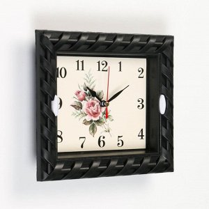 Часы настенные, серия: Классика, "Роза", дискретный ход, АА, 22.5 х 18.7 см