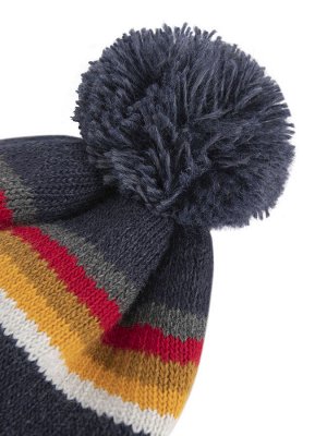 Шапка Модная шапка для мальчика с помпоном. Детская шапка из 100% акрила некрупной вязки - теплый и комфортный вариант на зиму и холодную осень. Полосатая шапка в нейтральных цветах с подворотом подой