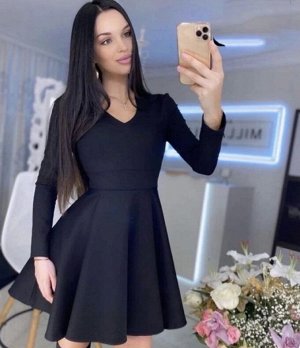 Платье 6006 "Однотон - Юбка Клеш №2" Черное