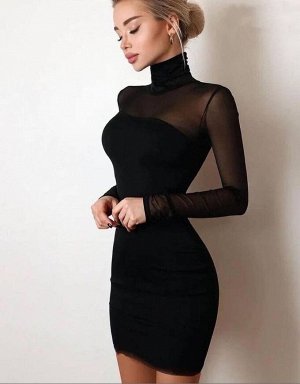 Платье Женское 7507 "Верх Сетка" Черное