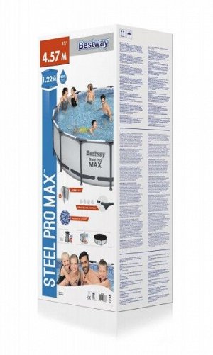 Каркасный бассейн (56438) BestWay [457х122см, 16015л, 56кг, карт.фил.-нас, лестн, тент]