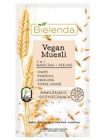 BIELENDA VEGAN MUESLI 2в1 увлажняющая маска+очищающий пилинг скраб пшеница+овёс+льяное семя 8г(*18)