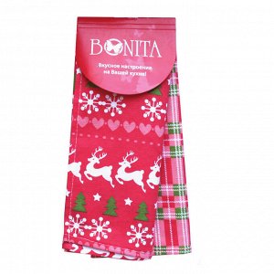 Набор из 2-х полотенец Bonita, Новогоднее чудо/Полотенце кухонное/Хлопковое кухонное полотенце