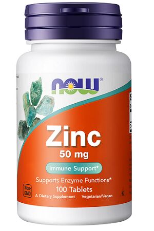 Цинк Zinc Glycinate 50 mg NOW 100 таб.