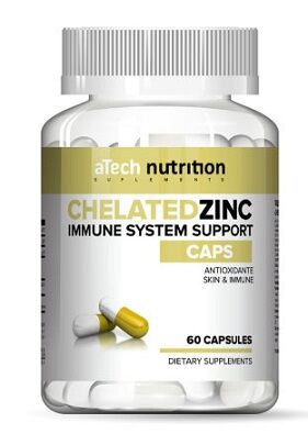 Цинк Хелат Chelated Zinc Immune system support aTech Nutrition 60 капс.