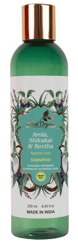 Шампунь от выпадения волос Амла, шикакай и ритха Кхади Amla, Shikakai & Reetha Against Lost Shampoo Khadi Organic 250 мл.