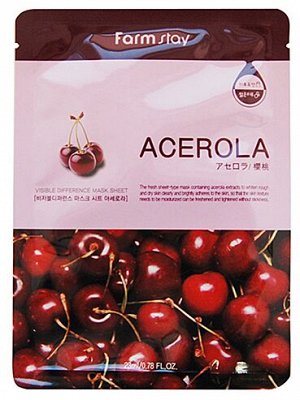 Маска для лица тканевая с экстрактом ацеролы Visible difference mask sheet acerola FarmStay