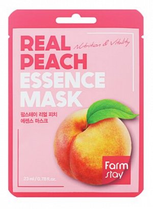 Маска для лица тканевая с экстрактом персика Real peach essence mask FarmStay