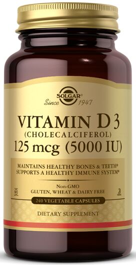 Витамин Д3 Vitamin D-3 125 mg (5000 IU ) Solgar 240 капс.