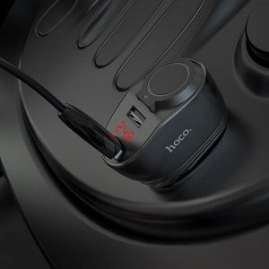 NEW ! Автомобильное зарядное устройство HOCO Z34 Thunder Power, 2*USB+прикуриватель, 3.1A, черный, дисплей