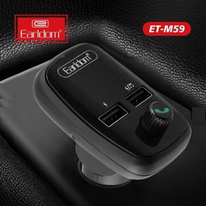 Автомобильное зарядное устройство модулятор Earldom M59 2*USB + FM-тансмиттер,Fast Charge 2.4A, черный, дисплей,Bluetooth,FM/USB/TF