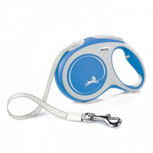 Flexi рулетка NEW LINE Comfort L (до 60 кг) лента 5 м серый/синий