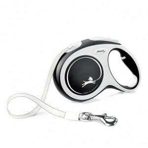 Flexi рулетка NEW LINE Comfort L (до 60 кг) лента 5 м серый/черный