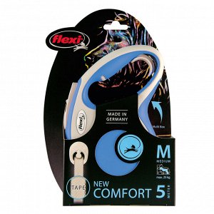 Flexi Рулетка д/соб Comfort M 5м до 25кг Синяя (лента)