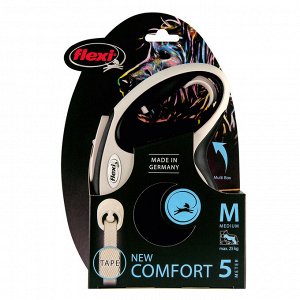 Flexi Рулетка д/соб Comfort M 5м до 25кг Черная (лента)