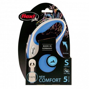 Flexi рулетка NEW LINE Comfort S (до 15 кг) лента 5 м серый/синий