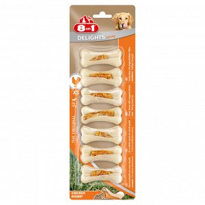 8in1 DELIGHTS Strong XS косточки сверхпрочные с куриным мясом для мелких собак 7,5 см 7 шт