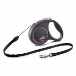 Flexi рулетка Black Design S (до 12 кг) 5 м трос черный/розовый