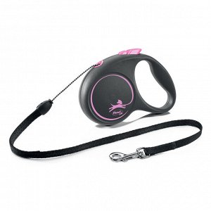 Flexi рулетка Black Design S (до 12 кг) 5 м трос черный/розовый