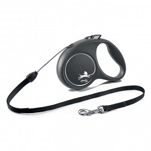 Flexi рулетка Black Design S (до 12 кг) 5 м трос черный/серебро