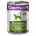 Gemon Cat Sterilised консервы для стерилизованных кошек паштет индейка 400г