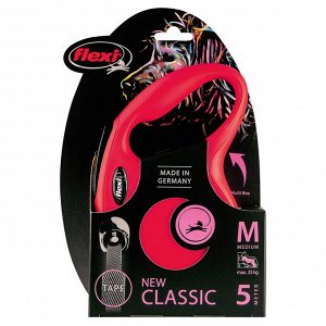 Flexi рулетка New Classic M (до 25 кг) 5 м лента красная