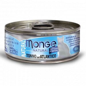 Влажный корм Monge Cat Natural для кошек, из атлантического тунца, консервы 80 г - 48шт + шоу-бокс