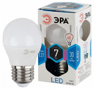 Лампочка светодиодная ЭРА STD LED P45-7W-840-E27 E27 / Е27 7Вт шар нейтральный белый свет Б0020554