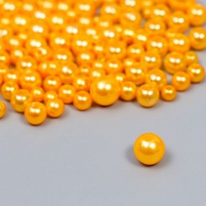 Бусины для творчества пластик "Круглые. Оранжевые" d=3-8 мм, набор 10 гр