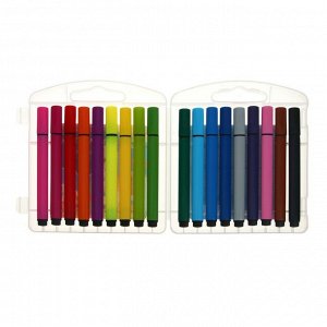 Фломастеры утолщенные 18 цветов BrunoVisconti FunColor Jumbo, трехгранные, в пластиковом пенале, пигментные чернила на водной основе, МИКС