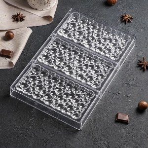 Форма для шоколада и конфет «Воздушный», 3 ячейки, 27,5x17,5x2,5 см, ячейка 15,3x7,5x0,8 см