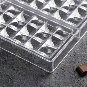 Форма для шоколада и конфет «Акапулько», 3 ячейки, 27,5?17,5?2,5 см, ячейка 15,3?7,5?0,8 см