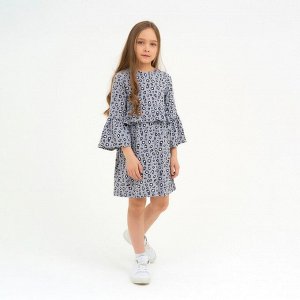 Платье для девочки, цвет серый/леопард, рост 98 см