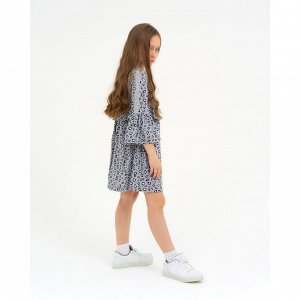 Платье для девочки, цвет серый/леопард, рост 98 см