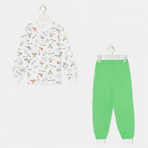 Пижама для мальчика НАЧЁС, цвет белый/зелёный, рост 146 см