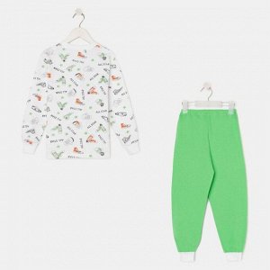 Пижама для мальчика НАЧЁС, цвет белый/зелёный, рост 146 см