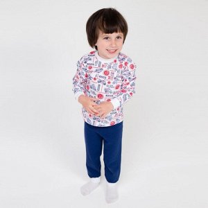 Пижама для мальчика НАЧЁС, цвет белый/тёмно-синий, рост 140 см