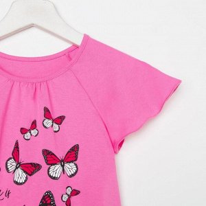 Сорочка для девочки, цвет розовый/рис. бабочки, рост
