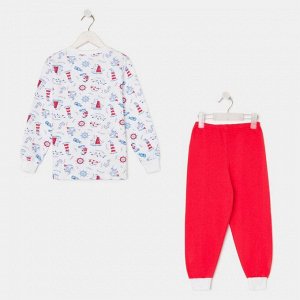 Пижама для мальчика НАЧЁС, цвет белый/красный, рост 128 см