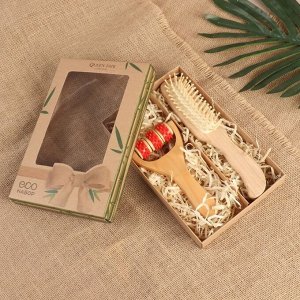 Подарочный набор «Натуральность», 2 предмета: массажёр, массажная расчёска, цвет МИКС