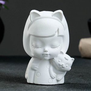 Фигурное кашпо для цветов «Девочка с ушками», 50 мл, 12x7.5x7.5 см, гипс, белое