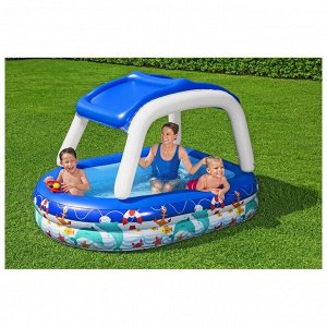 Бассейн надувной детский Sea Captain Family Pool, 213 x 155 x 132 см, с навесом, 54370 Bestway