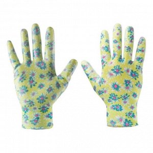 Перчатки садовые с нитриловым покрытием, размер  9", цветок  VERTO