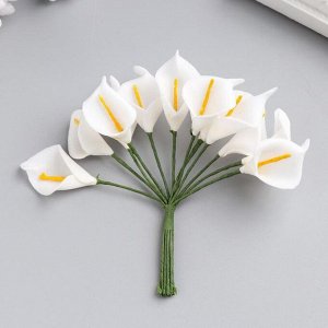 Декор для творчества "Белые каллы" (набор-букет 12 цветков) 10 см