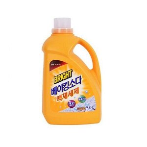 Жидкое средство для стирки "Bright Baking Soda Liquid Detergent" с ферментами и содой (очищающее до глубины волокон, для сушки в помещении) 5 л / 3