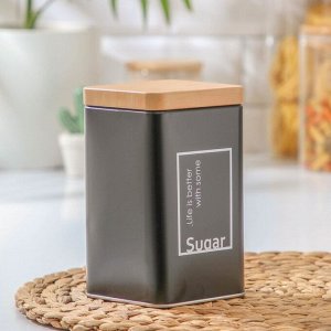 Банка для сыпучих продуктов «Lifestyle сахар», 9*9*15 см, цвет чёрный