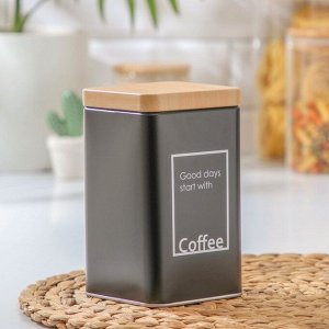 Банка для сыпучих продуктов «Lifestyle кофе», 9*9*15 см, цвет чёрный