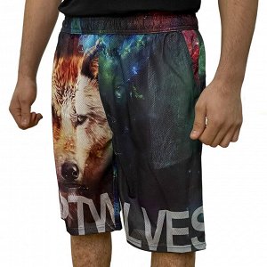 Мужские шорты с цветным принтом волка от Septwolves №5011