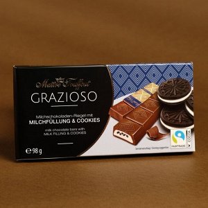 Батончики Maître Truffout из молочного шоколада, хрустящий бисквит и какао, 98 г