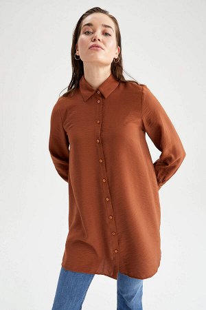 Базовая туника-рубашка из вискозы Relax Fit